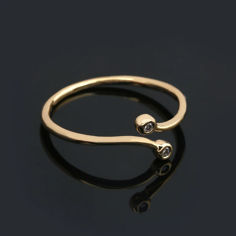 Blucome Двойные Круглые Круги Тонкие Кольца Для Женщины Мужчина Позолоченный CZ