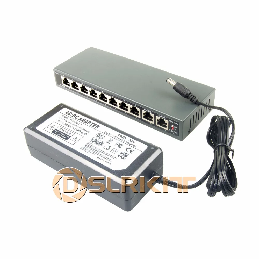 DSLRKIT 10 портов 8 PoE стандартная мощность через Ethernet 52 в 120 Вт для IP