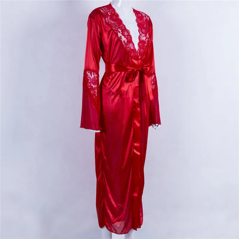 Кружевная сексуальная Длинная Ночная рубашка с v-образным вырезом женская ночная