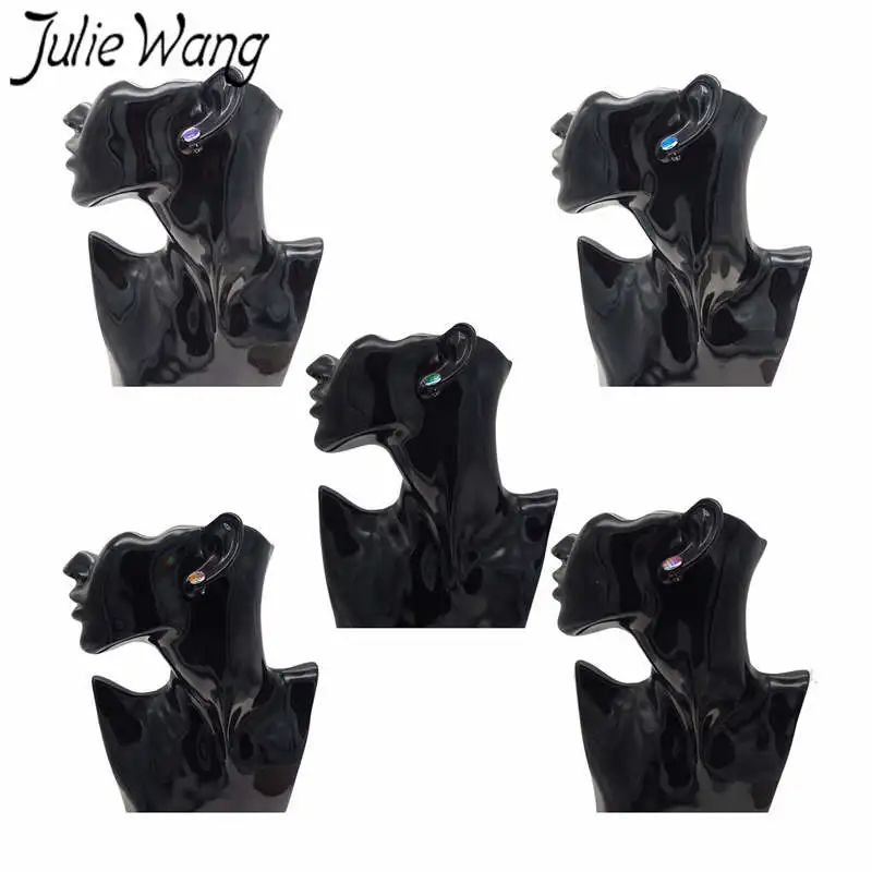 Julie Wang 1 пара Русалка из смолы весы кабошон Разноцветные серьги гвоздики женские