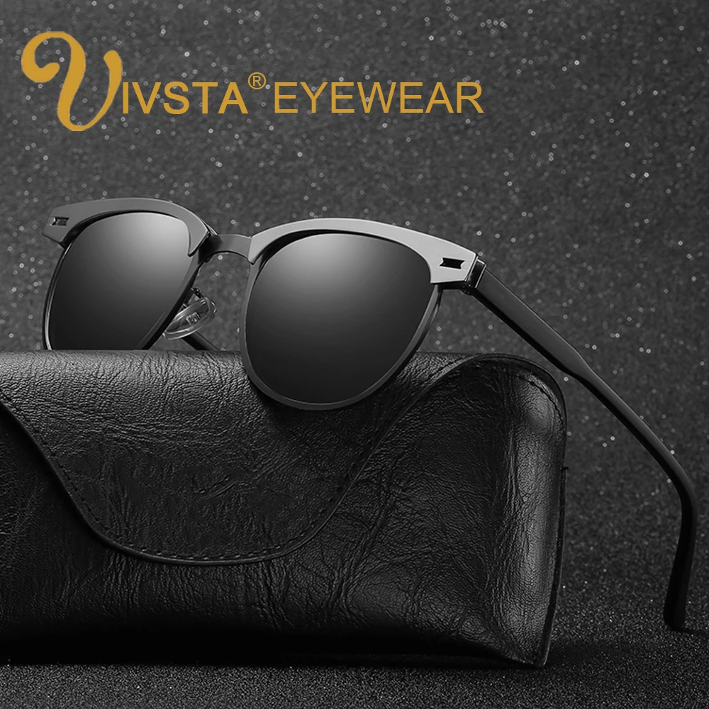 

IVSTA Half Rim Mens Sunglasses Polarized 2017 Man Sun Glasses Semi-Rimless Silicone Nose Pads Vintage Retro High Quality PZ911