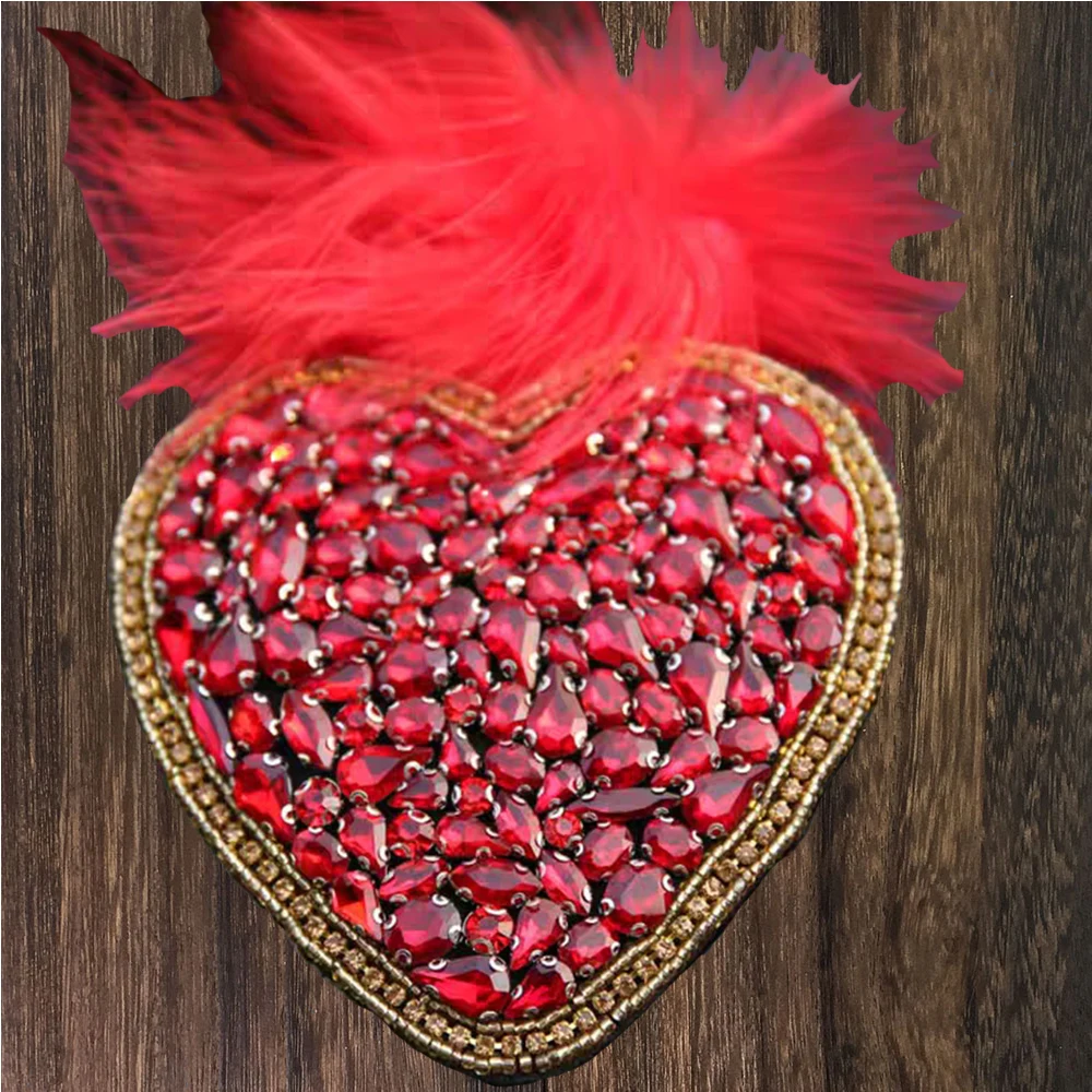 Большой горный хрусталь гвоздь красное сердце одежда патчи ручной работы