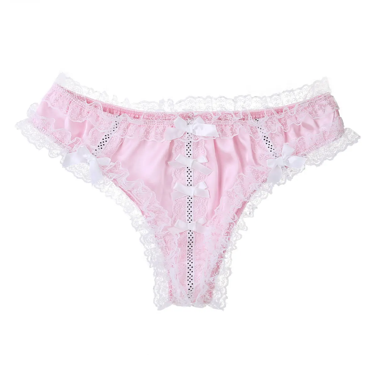 Мужские Блестящие кружевные трусы с оборками и цветочным рисунком трусики