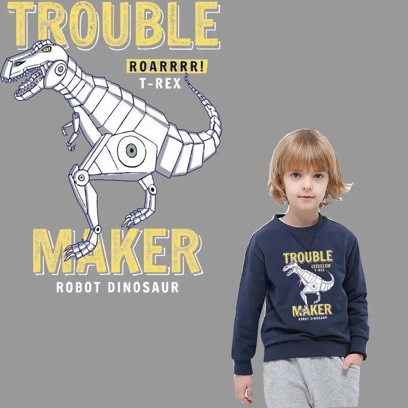 

cool robot dinosaur iron on patches for clothing heat transfer stickers for clothes transfert thermocollants t-shirt diy patch