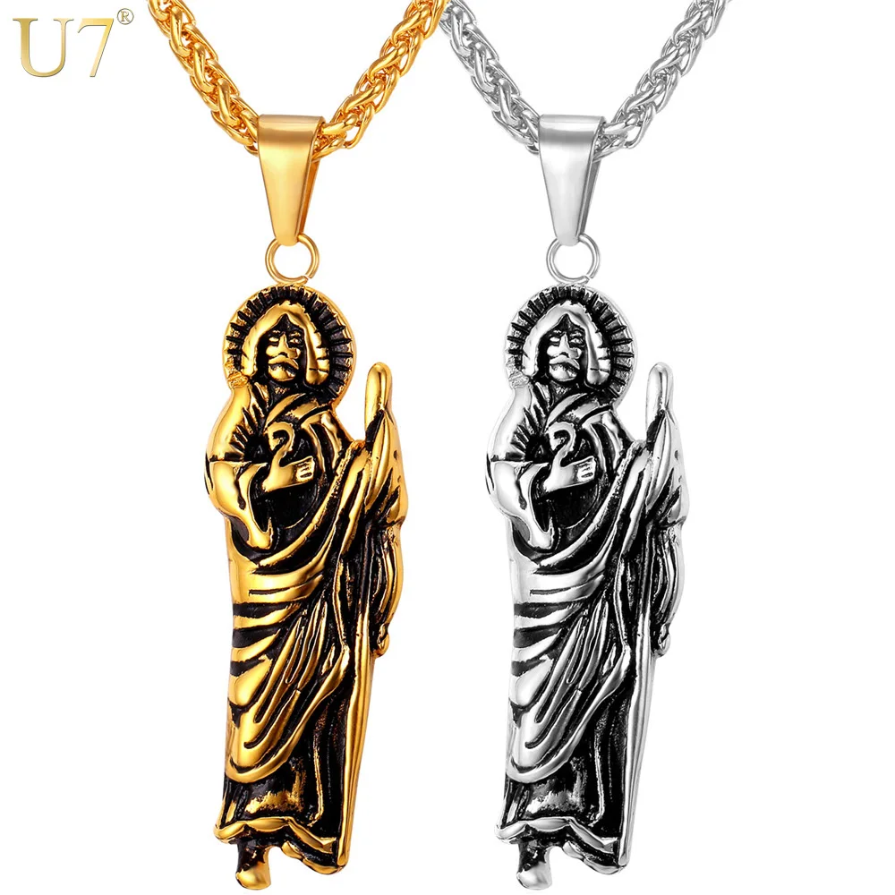 U7 Иисус Кулон Ожерелье Религиозные Ювелирные Изделия Для Мужчин/ Женщин Цепь Из