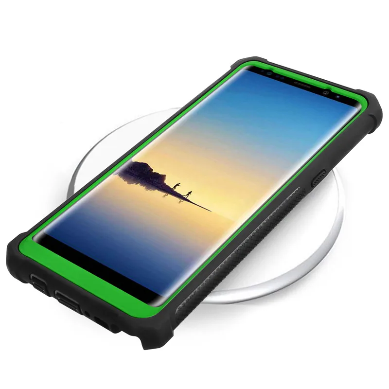 Беспроводная зарядка Модный Цветной двухцветная строчка samsung s8 s9 s10 Plus s10lite note9 PU силиконовый защитный чехол 360 градусов