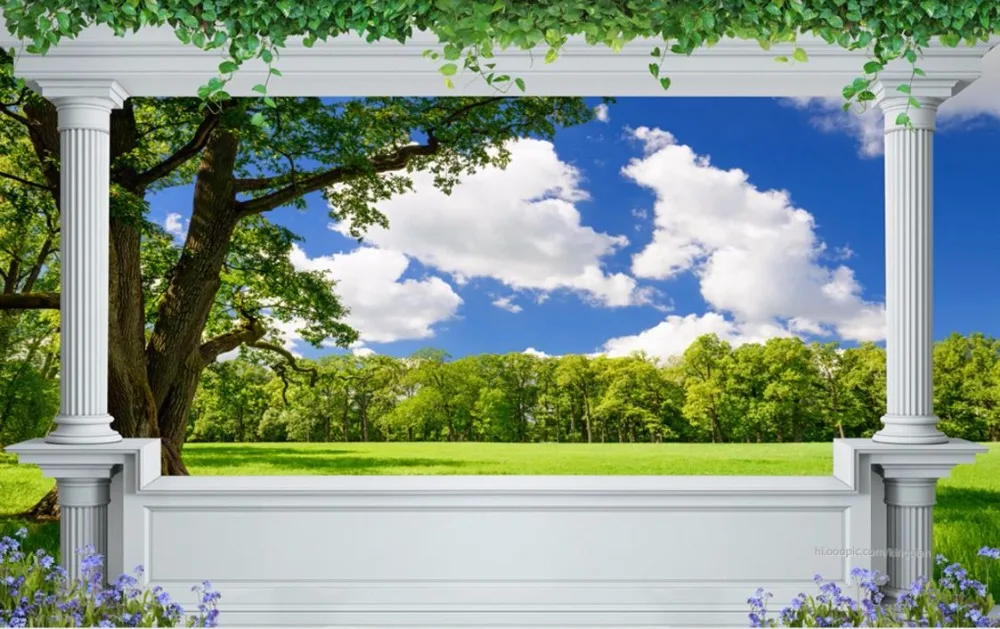 3D Настенные обои римская колонна луга пейзаж для дома стен фото обои|3d wallpaper|photo