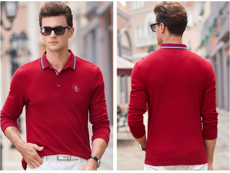 Hollirtiger polo, мужская рубашка с длинным рукавом, Мужская брендовая одежда, одноцветная, высокое качество, Осень-зима, повседневные рубашки поло, мужские Поло