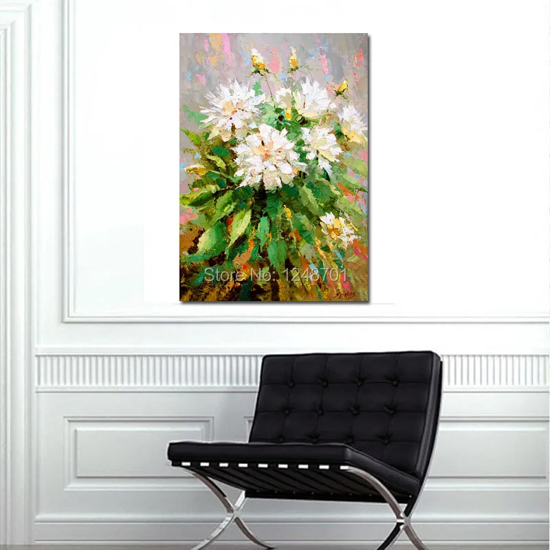 

Peonies Painting - Hand Painted Palette Knife Wall Art Floral oil painting on canvas Modern Wall Decoration Painting