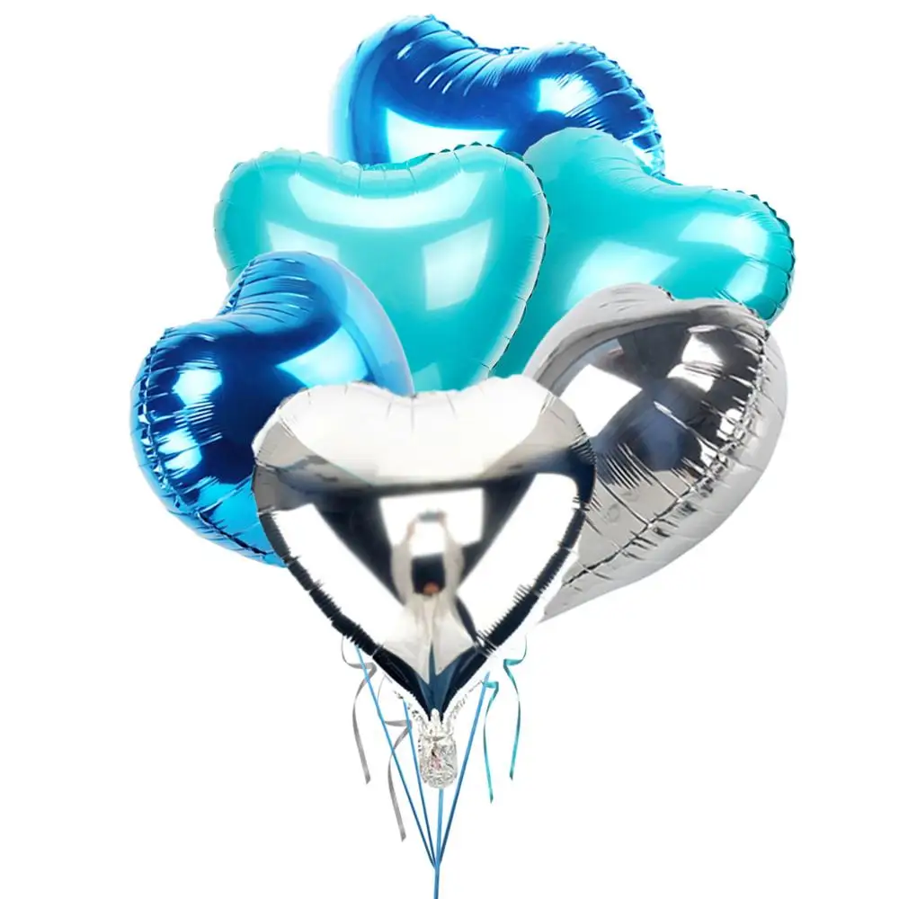 blue blue silver 6 шт., фольгированные шары для свадьбы и дня рождения, украшение стола, девичник для мальчиков и девочек, девичник, вечерние украшения - Цвет: blue blue silver