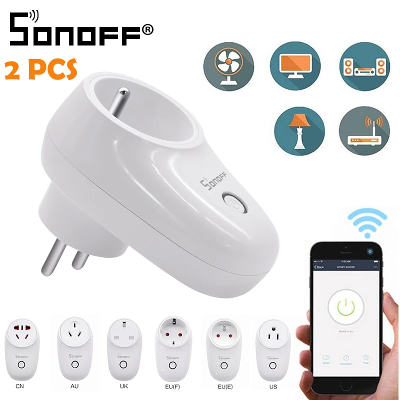 умный дом 2 шт Sonoff S26 Wi Fi умная розетка США/ЕС/UK беспроводной штекер Мощность