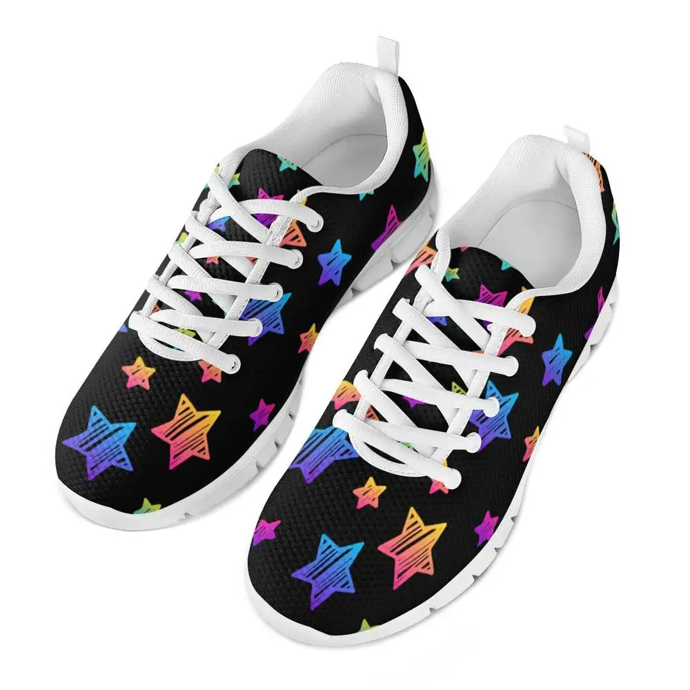 

Twoheartsgirl Summer Woman Sneakers White Casual Black Shoes Star Printing Fashion Flat Ladies Vulcanized Shoes zapatos de mujer