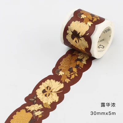 golden flowers 7 Золотая фольга древние растительные краны Ретро цветок ветка в форме бронзового васи лента DIY планировщик для скрапбукинга маскирующая лента Escolar - Цвет: golden flowers 7