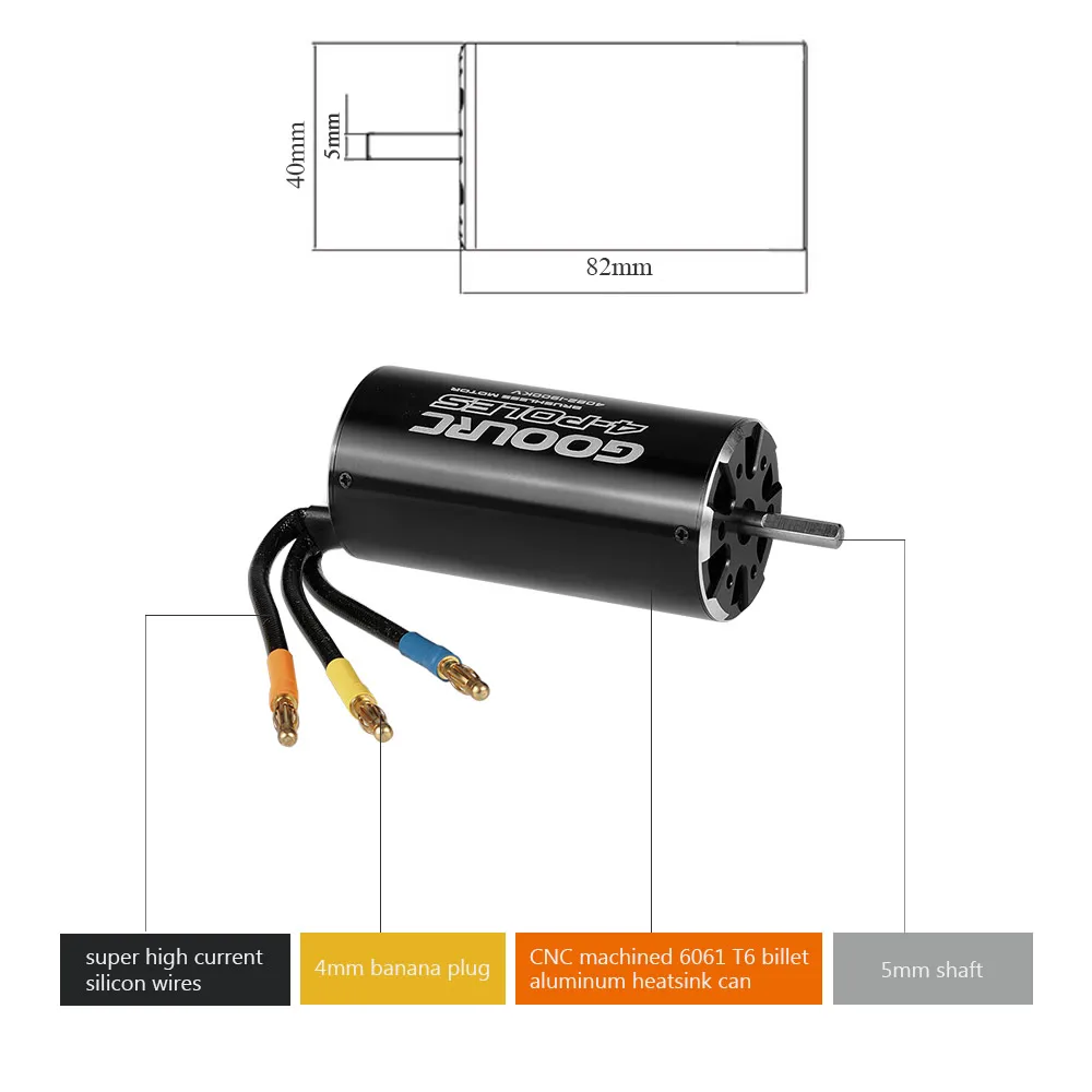Оригинальные детали GoolRC RC 4082 1900KV 4 полюса бесщеточный Бесконтактный двигатель