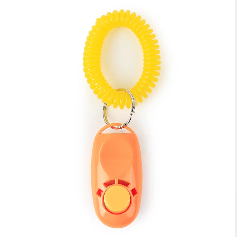 yellow 1 шт., для домашних животных, кошек, собак, тренировочный кликер, регулируемый ремешок на запястье, для кошек, собак, пластмассовый клик, тренажер, помощь, звуковой брелок для ключей, кликер - Цвет: yellow