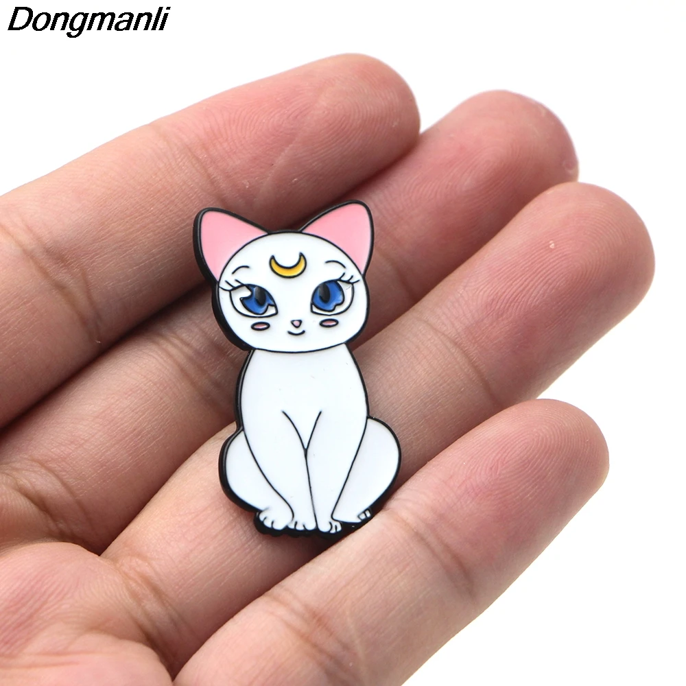P2464 Dongmanli Симпатичные Луна кошки эмали штырь рубашка с пряжкой шпильки и броши для