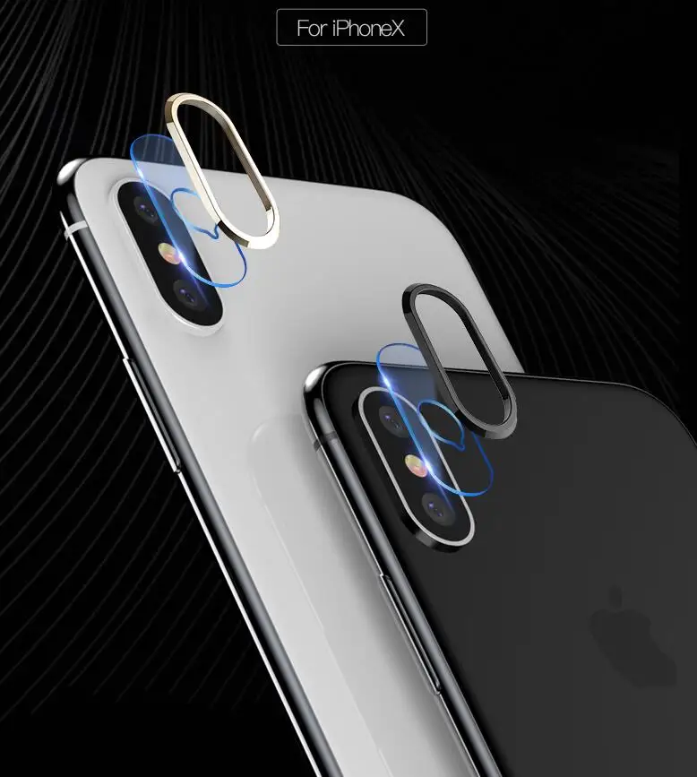 Для iPhone X XS MAX XR объектив 2.5D Закаленное стекло протектор+ алюминиевый сплав защитное кольцо круг взрывозащищенный