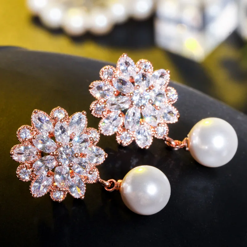 Женские серьги подвески с фианитами жемчугом|drop earrings|earrings designerearrings fashion |