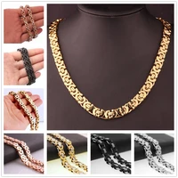 6811mm xmas gift silver colorrose goldblack stainless steel flat byzantine chain womens mens necklace unisexs jewelry16 38