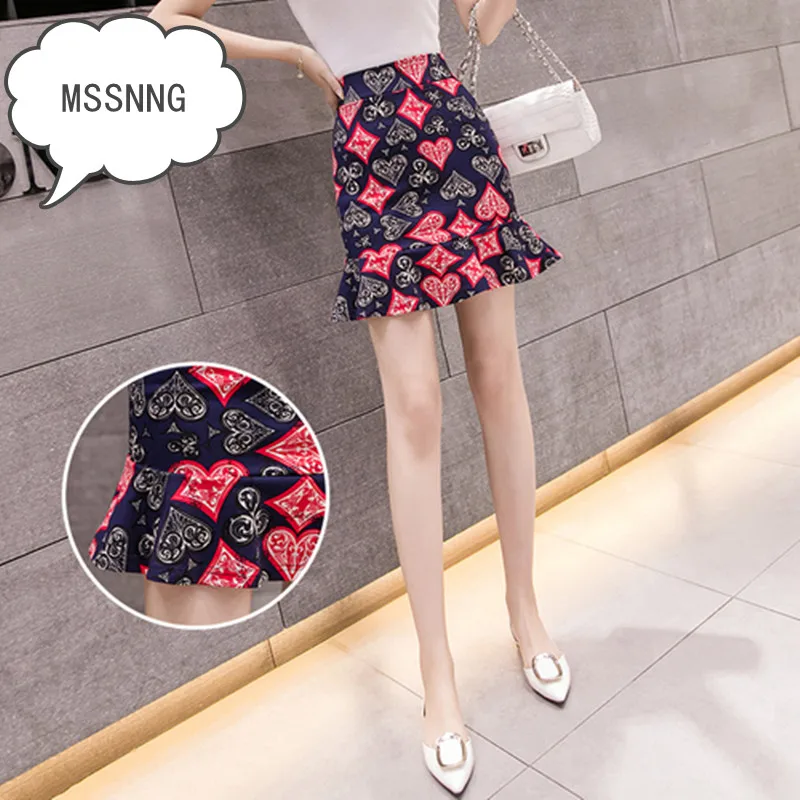 Женская облегающая юбка с оборками MSSNNG короткая эластичная завышенной талией в