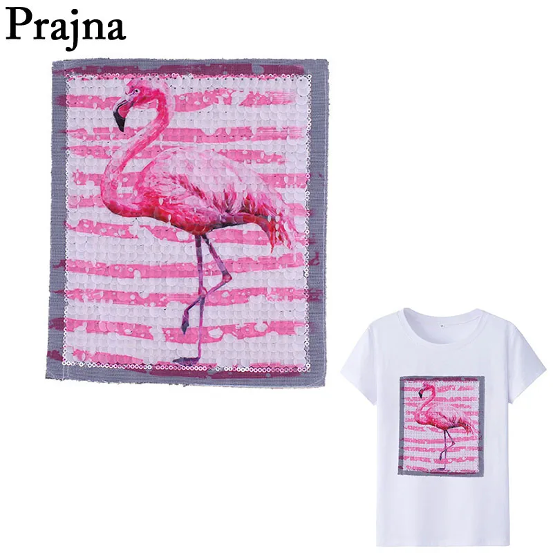 Prajna новинка розовые фламинго блестящие нашивки вышитые для одежды значок в