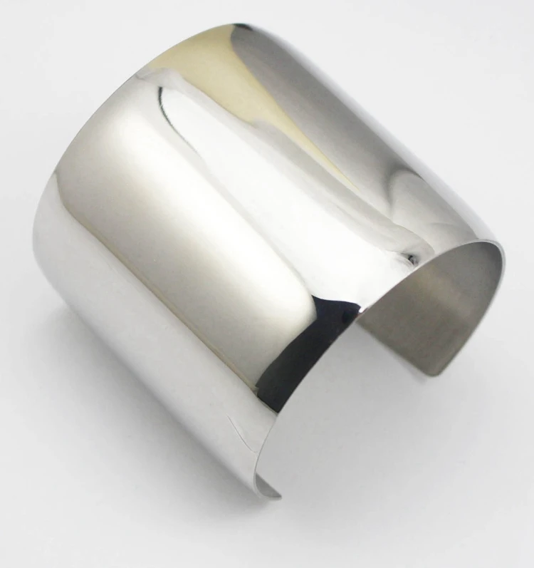 Fashion 316L Stainless Steel Cuff Bracelets and Bangles Silver Color Shiny Femininas Wide Big Hot Sale Bijoux For Women | Украшения и