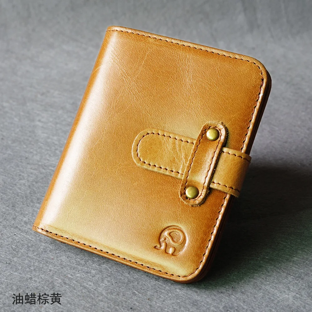 Новые тонкие кошельки двойного сложения с блокировкой RFID из натуральной кожи для