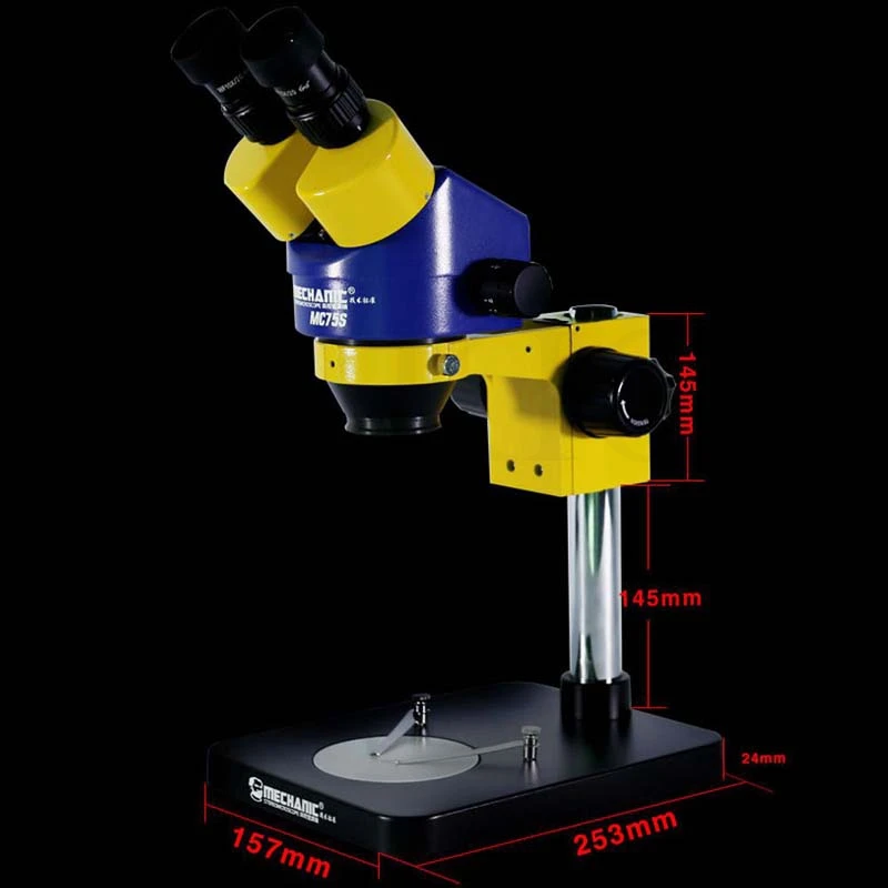 7 45X бинокулярный стерео микроскоп с большой базой удлинитель светодиодный