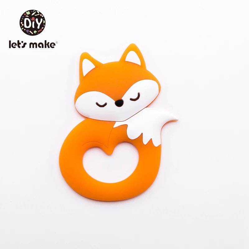 orange Let's Make детский Прорезыватель грызунов от 4 до 6 месяцев животные мультфильм пищевой ПВХ бесплатно 1 шт. лиса Прорезыватель зубов игрушки силиконовые прорезыватели - Цвет: orange