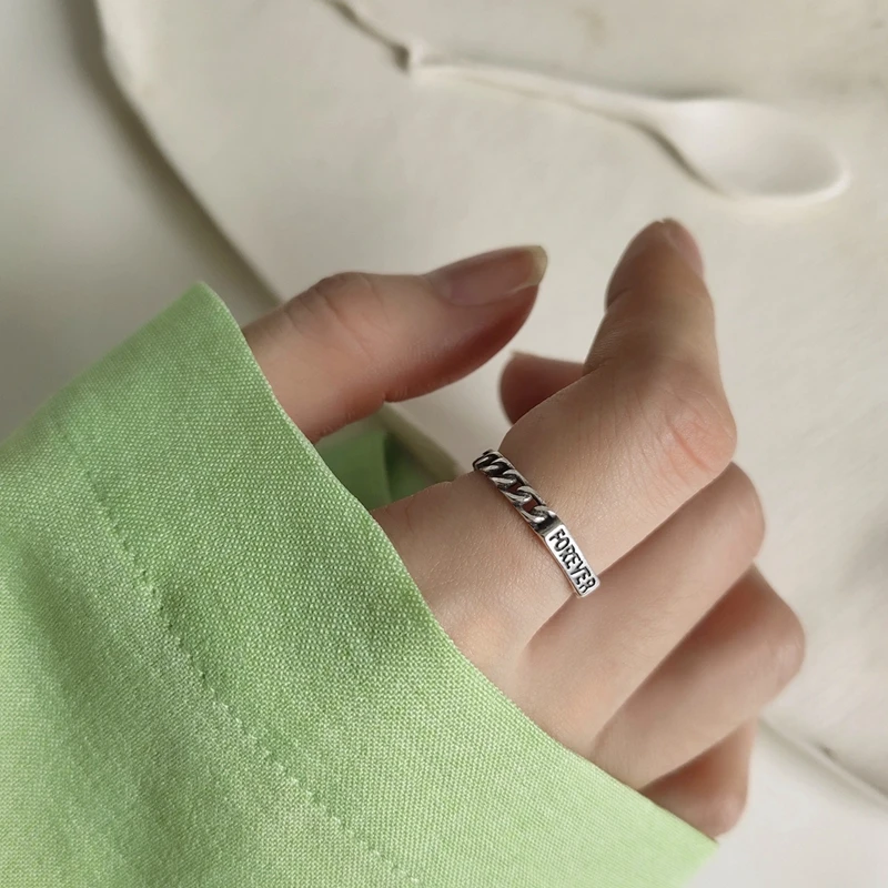 LouLeur, настоящее 925 пробы, серебряное, Открытое кольцо с надписью FOREVER, плетение, винтажные кольца для женщин,, модные кольца, хорошее ювелирное изделие, подарок