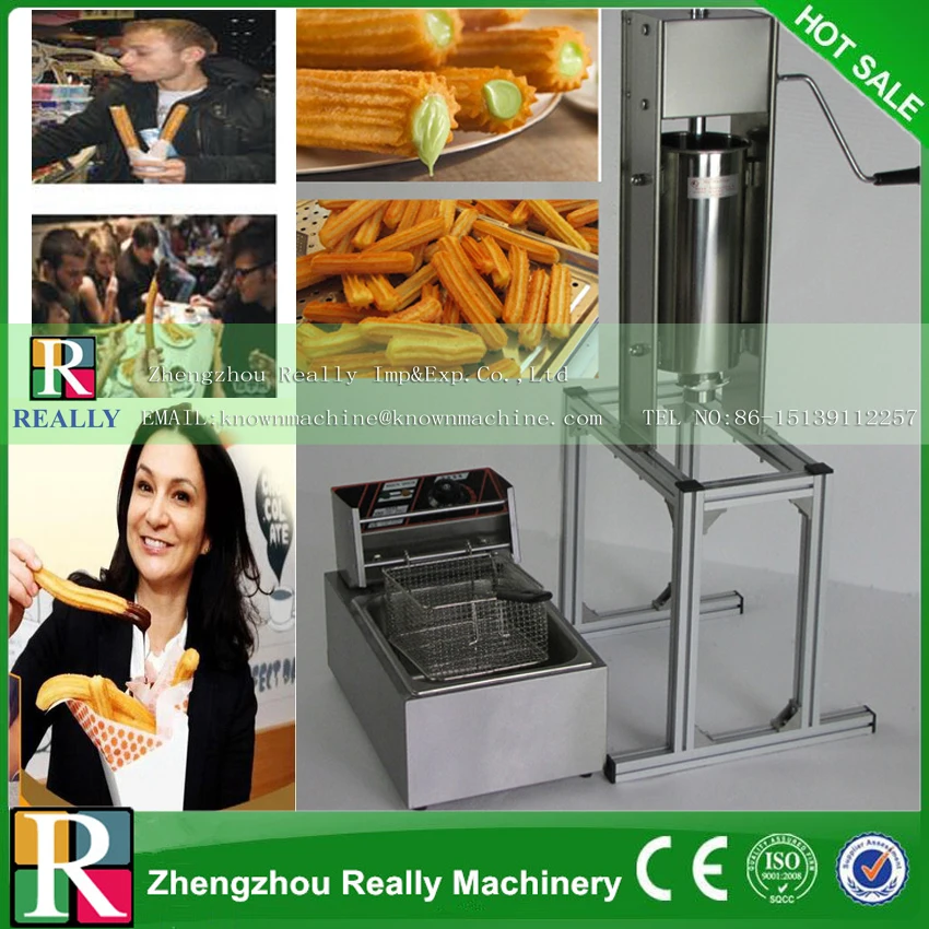 

DHL Free shipping 5L Manual Spainish Churros Machine with Support + 6L 110v 220v Electric Deep Fryer