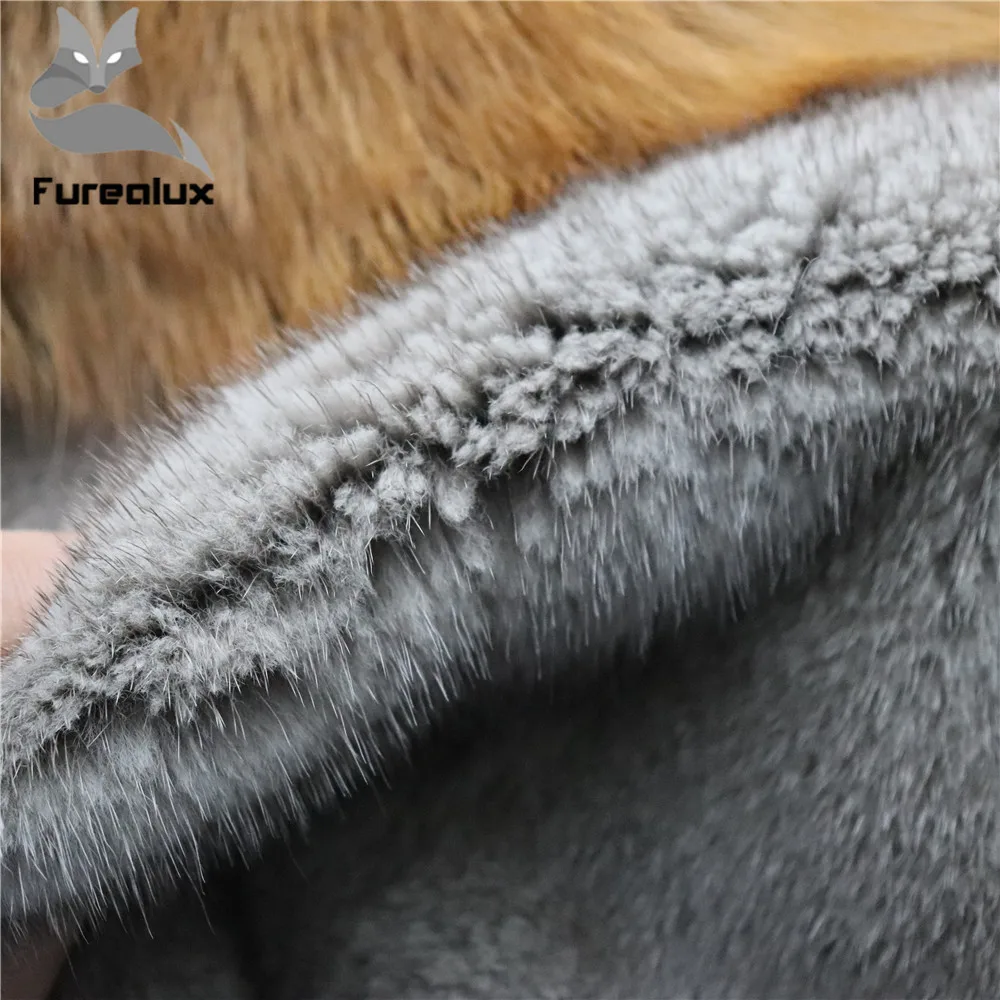 Женская шуба из 2019 натурального меха норки Furealux Длинная зимняя для отдыха |