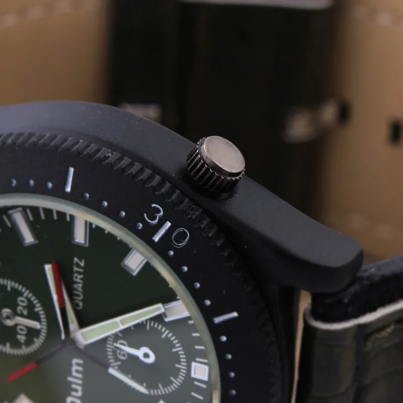 OULM Уникальный дизайн военный армейский зеленый циферблат Мужские кварцевые