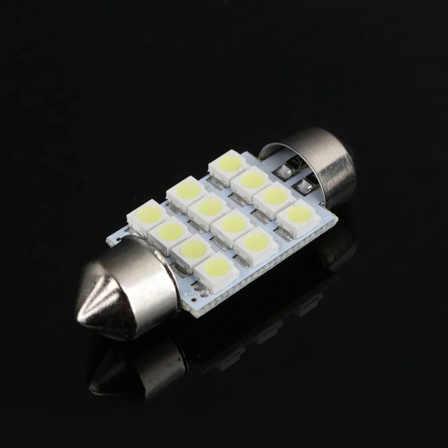 Холодный белый Светодиодный Автомобильная лампочка 31 мм фестон 12 SMD купольный карта интерьерная лампа для чтения светодиодный DE 3175