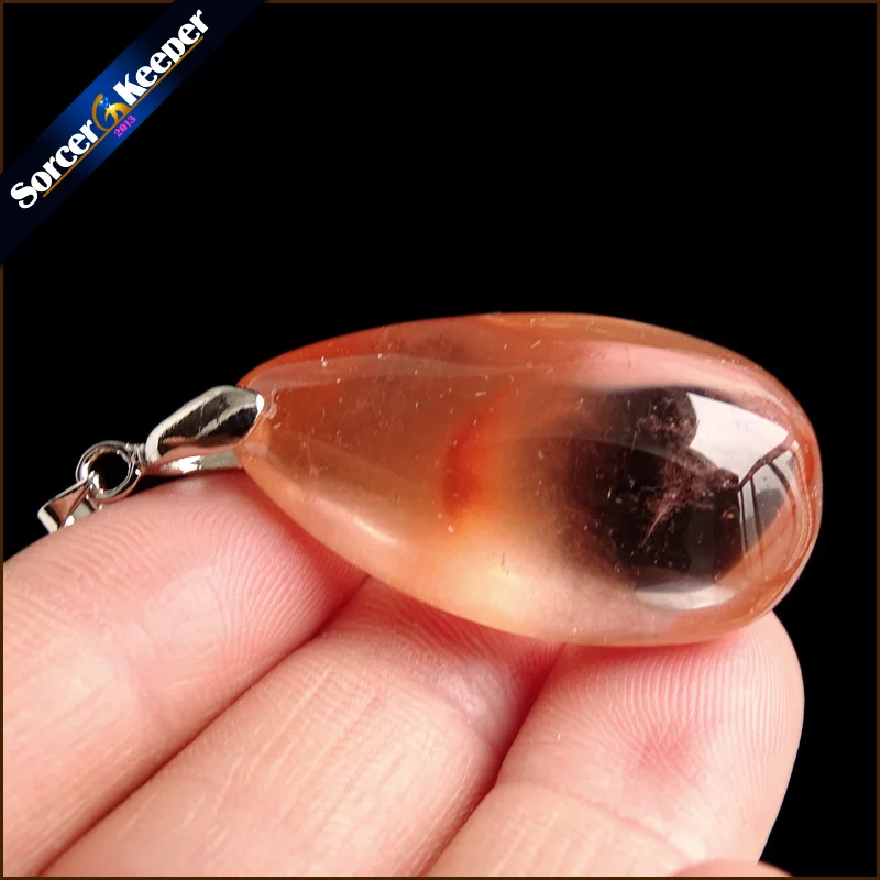 Для женщин Jewelry Цепочки и ожерелья Мода Редкие натуральный камень красный кролик волосы мех Рутиловый Кварц полированный кулон YS263