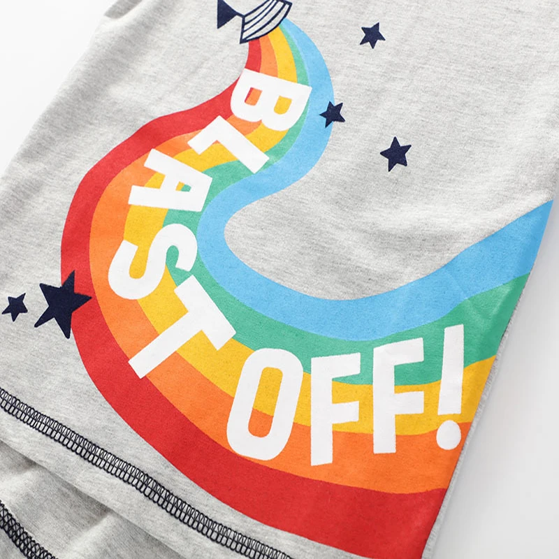SAILEROAD 3 шт. Rocket Pattern Мальчики Футболки для детской Одежды Животных Печати Дети Топы Майки Футболки Дети Динозавров Футболки