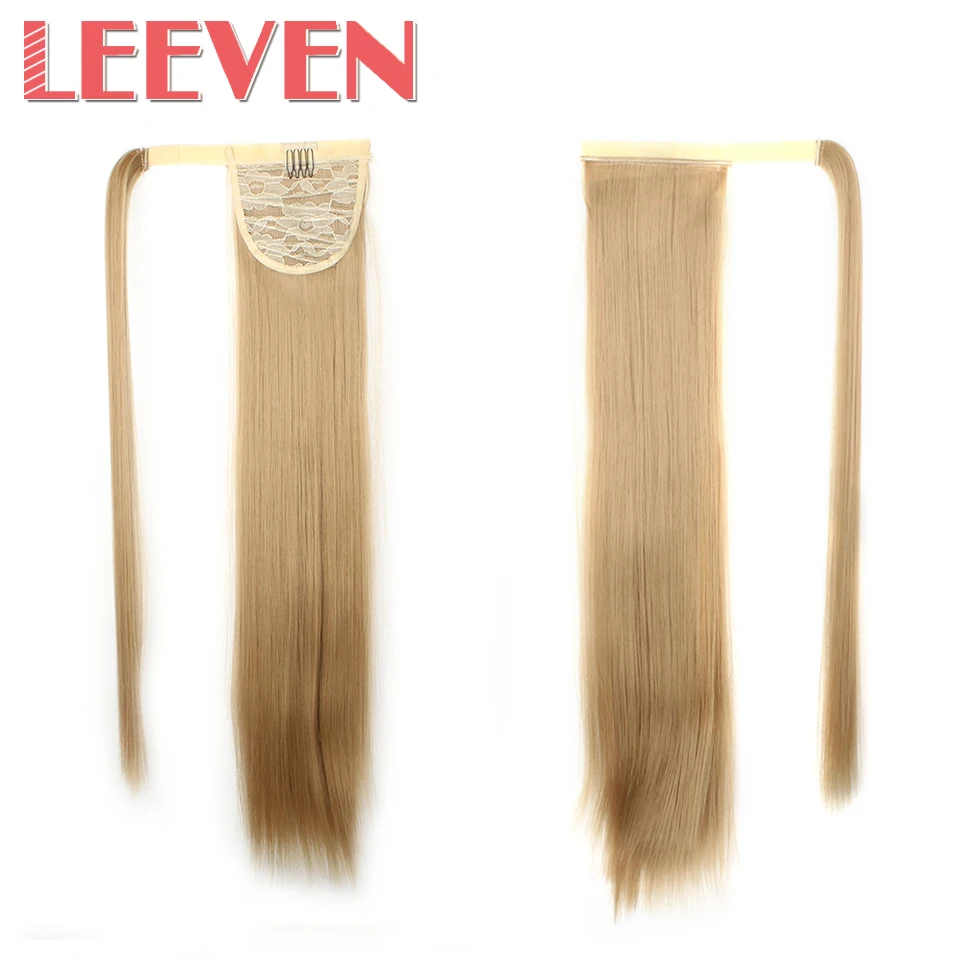 Leeven 2" Синтетические прямые искусственные волосы блонд до коричневый заколка для хвоста в волосах пони хвост Расширение высокотемпературное волокно