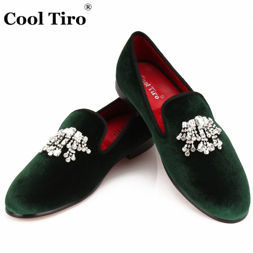 COOL TIRO/Новые Зеленые мужские модные бархатные Лоферы без шнуровки на плоской