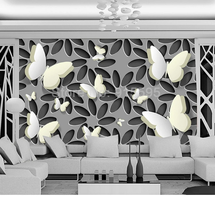3D Stereoscopic Self-adhesive Butterfly Flower Sticker Mural Modern Living Room Sofa TV Background Decor Wallpaper Waterproof