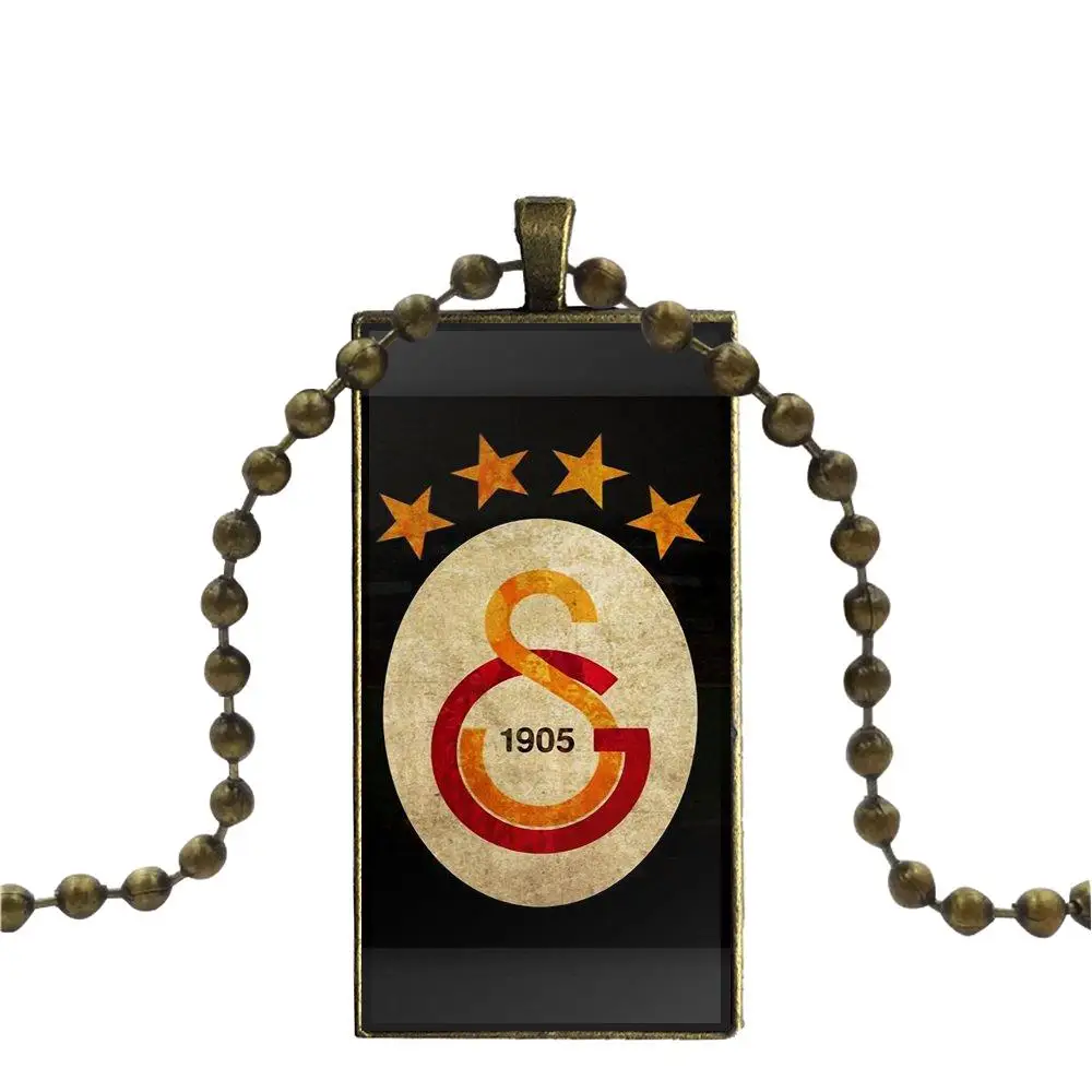 EJ Glaze Galatasaray Logo For Women Christmas Gift Glass Cabochon Pendant Necklace Rectangle Fashion | Украшения и аксессуары