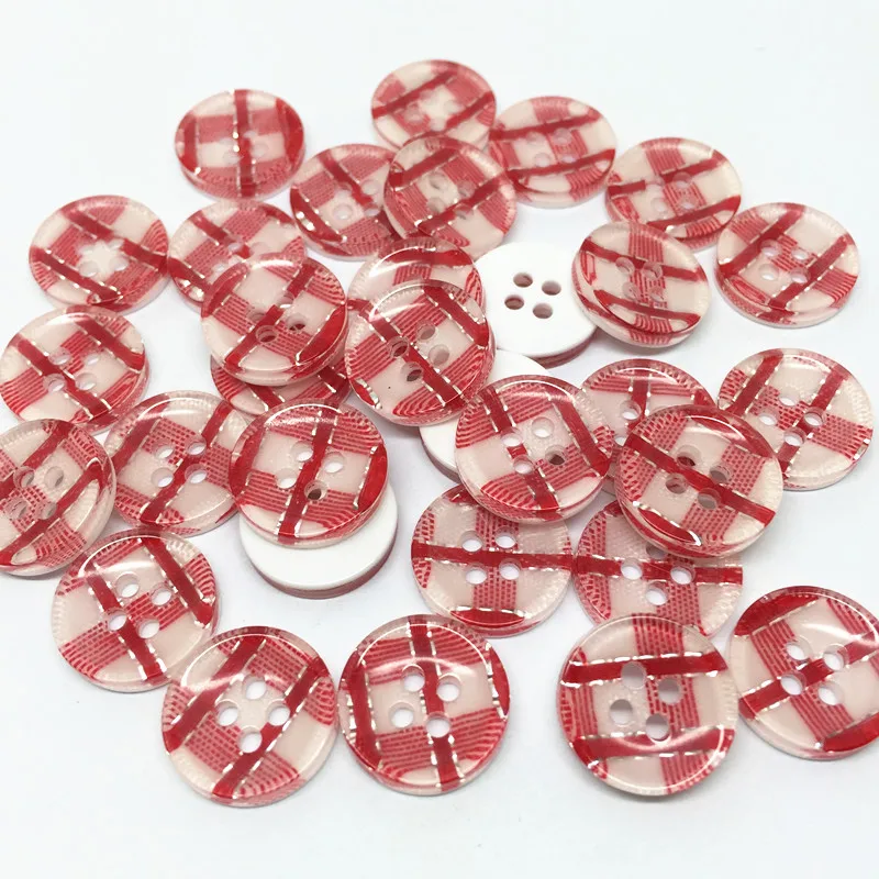 100 шт 12 мм прозрачные красные серебряные клетчатые кнопки Швейные аксессуары