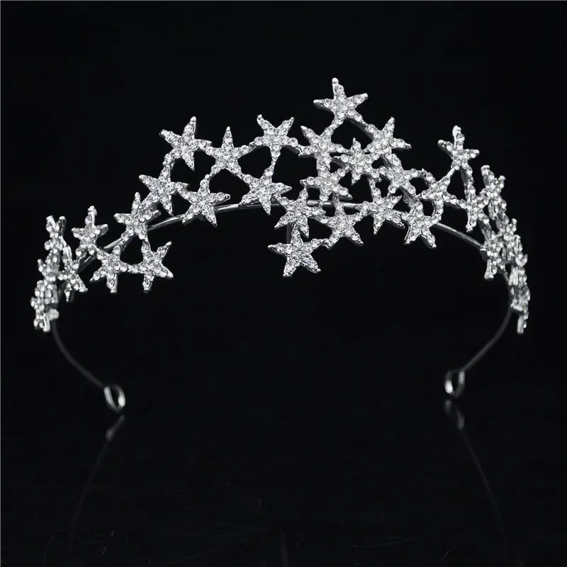 Luxury Crystal Star Hairbands Vintage Rhinestone Bridal Tiaras Crown Headband Wedding Hair Jewelry Women Head Ornaments