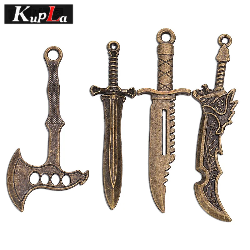 Винтажный бронзовый металлический топор нож меч подвески для ювелирных изделий