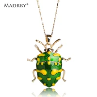 madrry vivid yellow spot insect necklaces pendant for women green enamel pendant gold color chain pingente fashion accessories