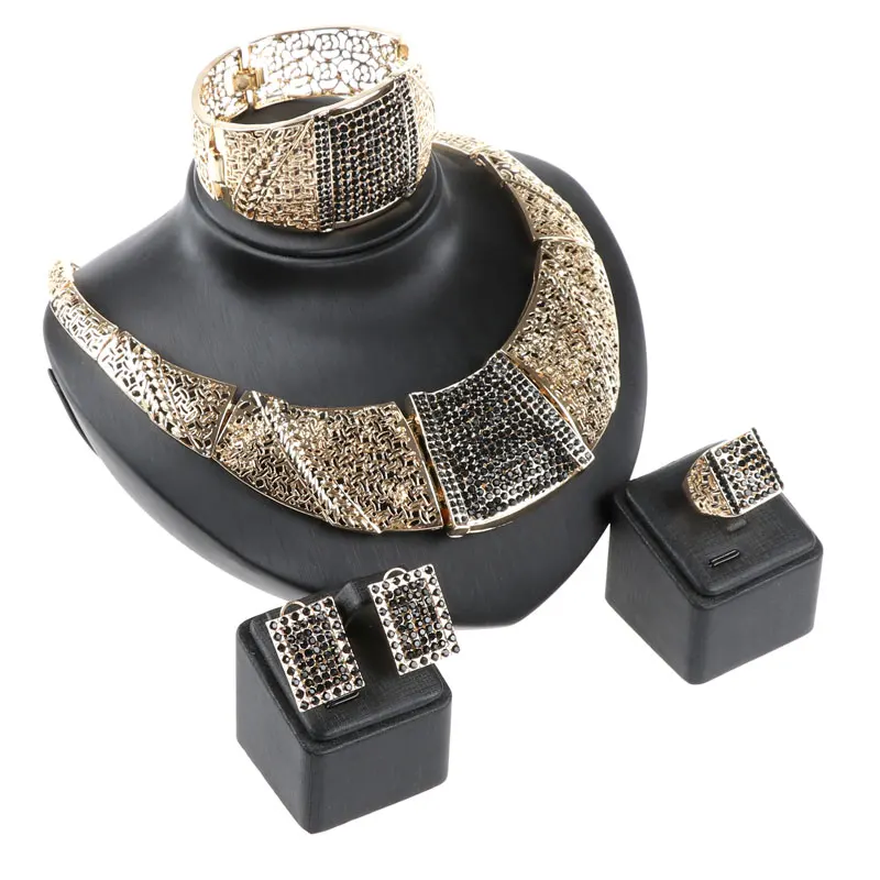 Африканские Ювелирные наборы для женщин золотой цвет свадебные вечерние