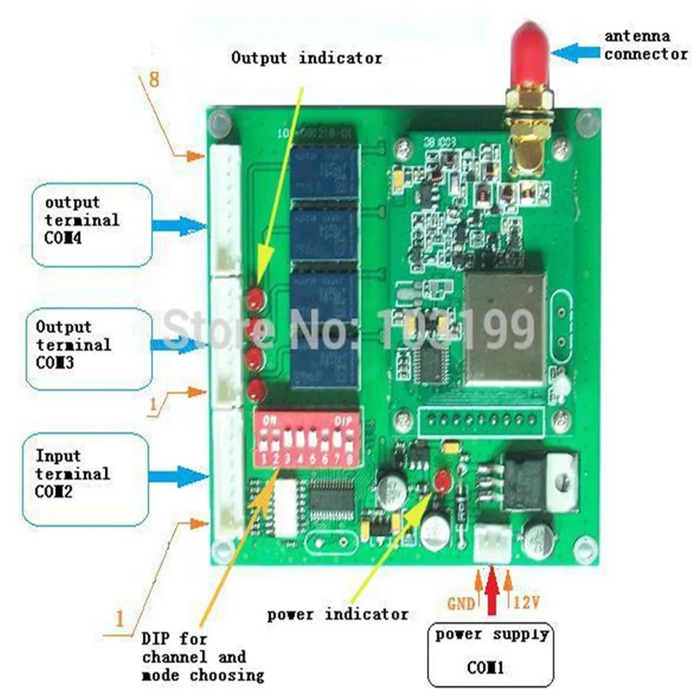 4 пути KYL-812 беспроводной I/O Модуль с данными радио модем KYL-300I 2 км пульт
