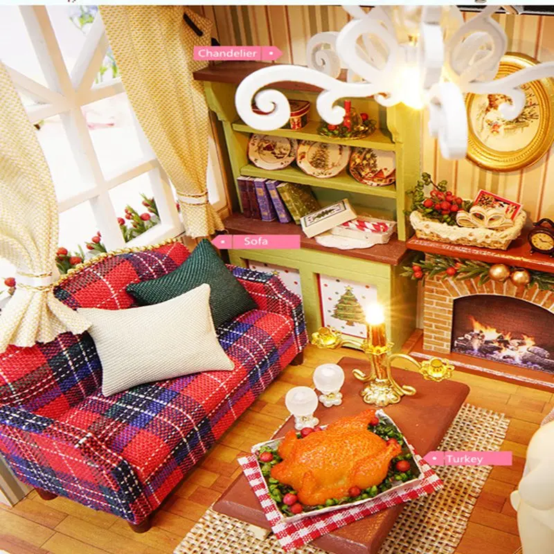 New CuteRoom Z-009-A Dollhouse Handmake DIY Doll House Miniature Kit Collection Christmas Gift With Light Toy For Children | Игрушки и
