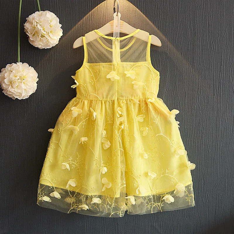 Girls Dress Summer Sleeveless Elegant Princess Fashion Baby Girl Clothes Three-Dimensional Flowers Dresses Tutu A068 | Детская одежда и