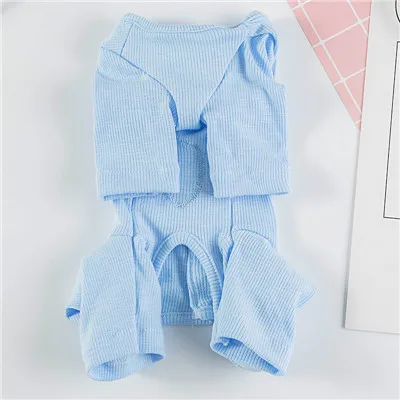 blue Комбинезон для собак, пижама XS-XL, одноцветные Комбинезоны для котов, одежда для собак, хлопок, одежда для собак, плюшевый чихуахуа, 4 ноги, пижамы для собак - Цвет: blue