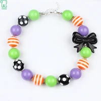 kids chunky bubblegum necklace girls chunky bow beads necklace jewelry fashion bow pendant necklace 2020